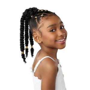 Sensationnel Lulupony mini – cotton candy ponytail drawstring for kids synthetic pony up do wig piece (1 JETBLACK)(1B OFFBLACK)