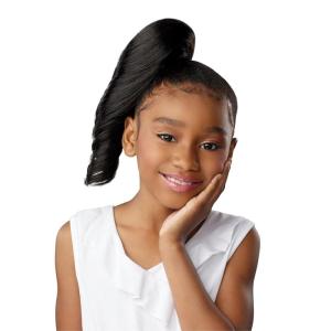 Sensationnel Lulupony mini – macaron ponytail drawstring for kids synthetic pony up do wig piece (1 JETBLACK)(1 JETBLACK)