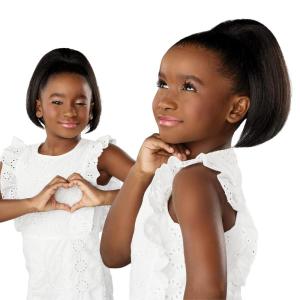 Sensationnel Lulupony mini – marshmallow ponytail drawstring for kids synthetic pony up do wig piece (1 JETBLACK)(1 JETBLACK)