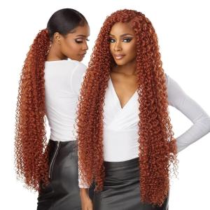 Sensationnel Vice bundles weaving – boho curl 30 inch synthetic virgin hair dupe weave bundle hair sew in and pony tail long length (1 pack, 1B OFFBLACK)(613 BLONDE)