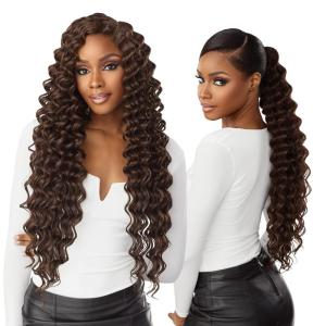 Sensationnel Vice bundles weaving – deep twist 24 inch synthetic virgin hair dupe weave bundle hair sew in and pony tail long length (1 pack, 27 HONEYBLONDE)(BG BURGANDY)
