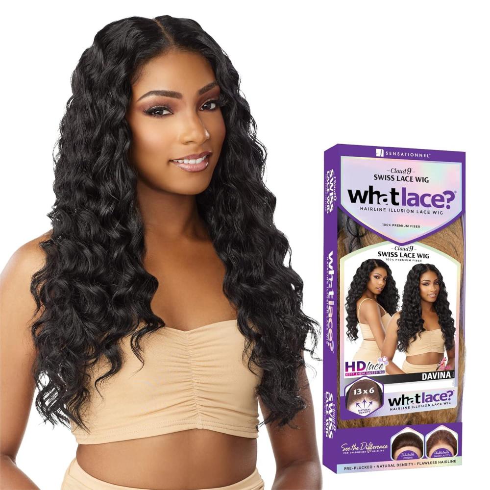 imageSensationnel What Lace 13X6 Wigs Davina Lacefrontal Hand Tied Glueless Synthetic With Natural Density Preplucked Hairline T227T227