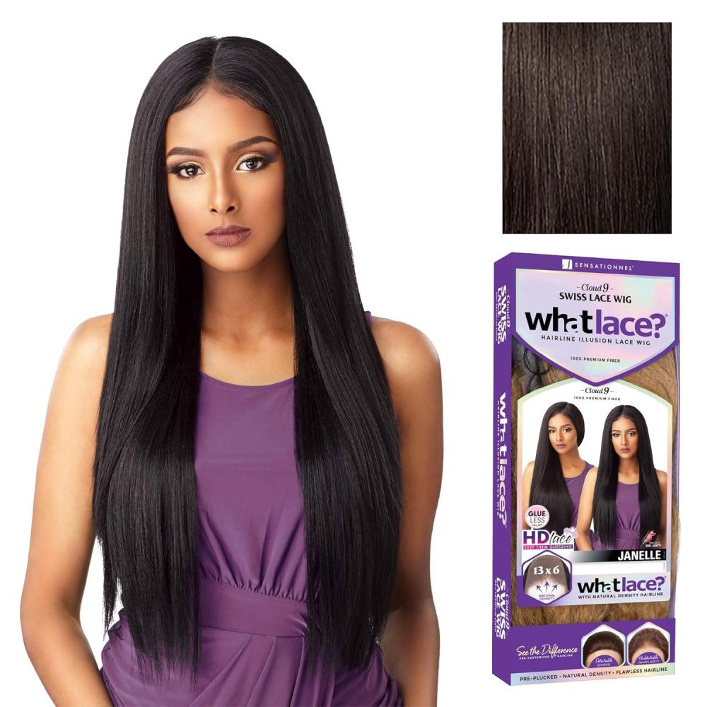 imageSensationnel What Lace 13X6 Wigs Janelle Lacefrontal Hand Tied Glueless Synthetic With Natural Density Preplucked Hairline 12
