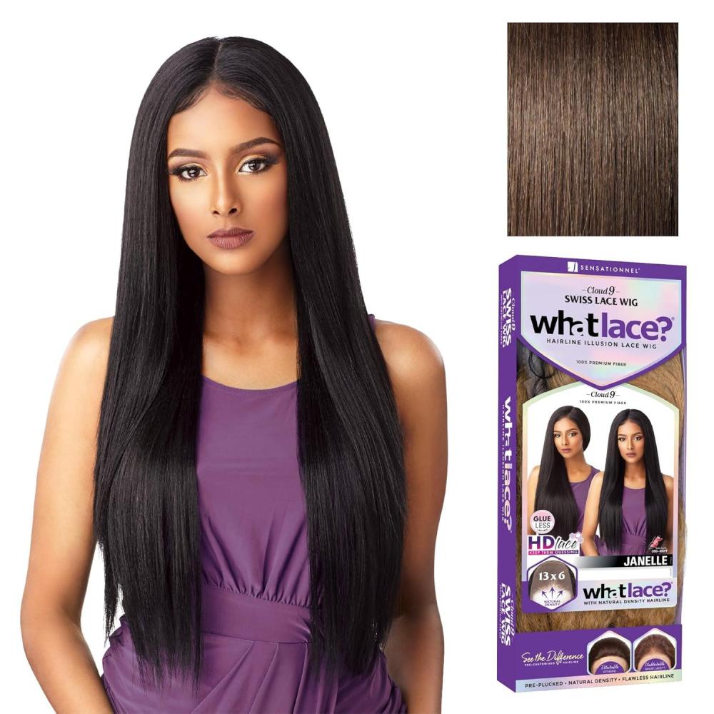 imageSensationnel What Lace 13X6 Wigs Janelle Lacefrontal Hand Tied Glueless Synthetic With Natural Density Preplucked Hairline 14