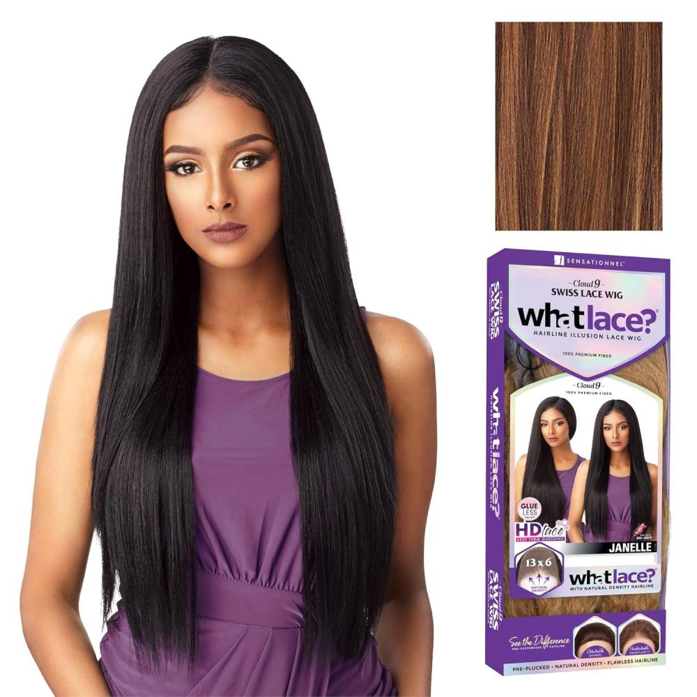 imageSensationnel What Lace 13X6 Wigs Janelle Lacefrontal Hand Tied Glueless Synthetic With Natural Density Preplucked Hairline 1FLAMBOYAGECARAMEL