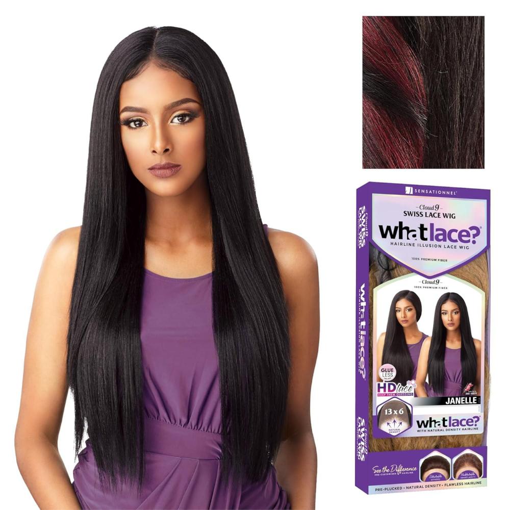 imageSensationnel What Lace 13X6 Wigs Janelle Lacefrontal Hand Tied Glueless Synthetic With Natural Density Preplucked Hairline 1FLAMBOYAGEWINE