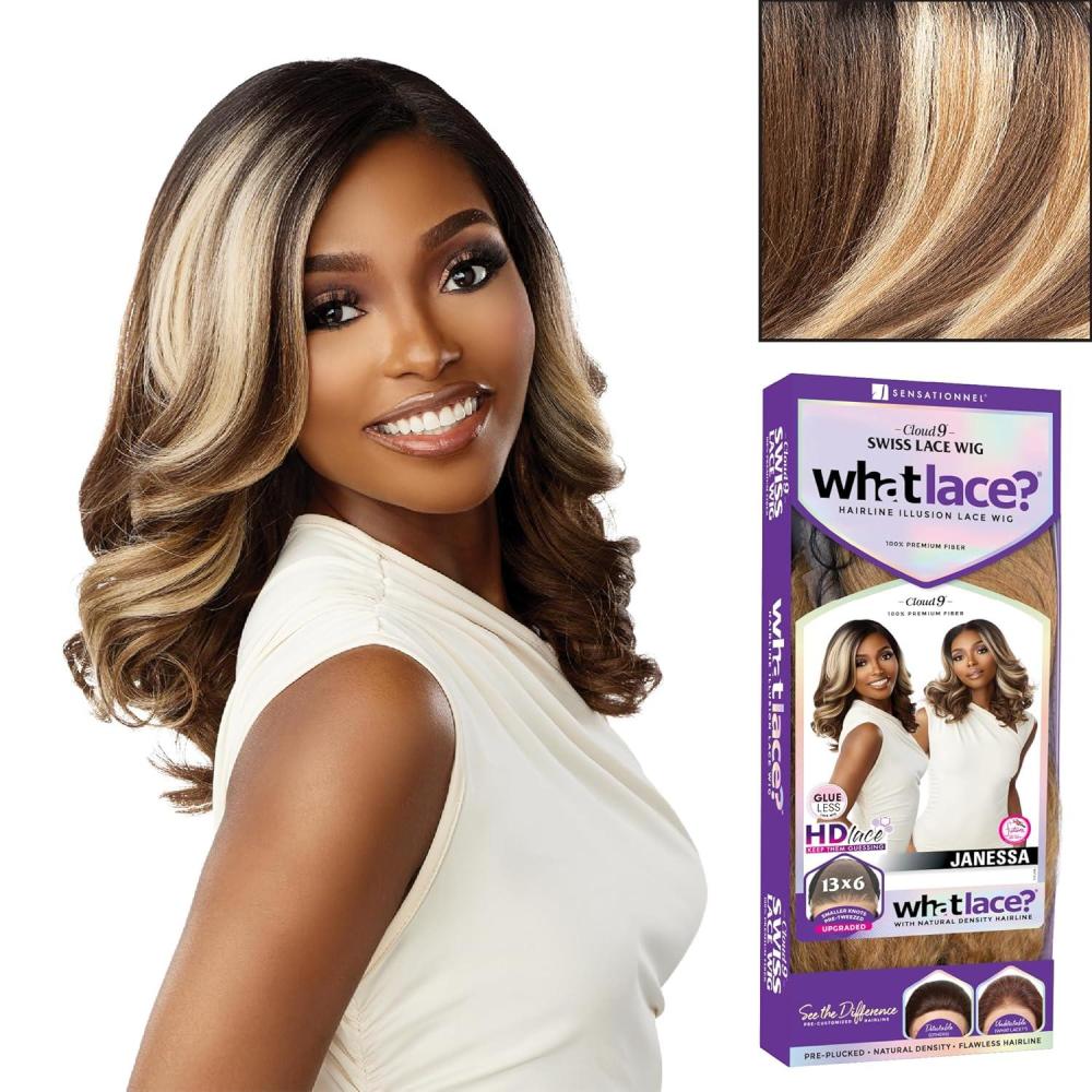 imageSensationnel What Lace 13X6 Wigs Janessa Lacefrontal Hand Tied Glueless Synthetic With Natural Density Preplucked Hairline DHAPPLEREDDHAPPLERED