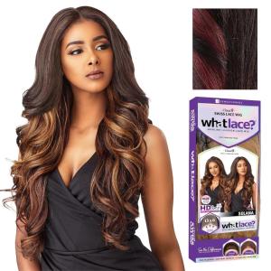 Sensationnel What Lace 13X6 Wigs – Solana Lacefrontal Hand Tied Glueless Synthetic With Natural Density Preplucked Hairline (1 JETBLACK)(FLAMBOYAGEWINE)