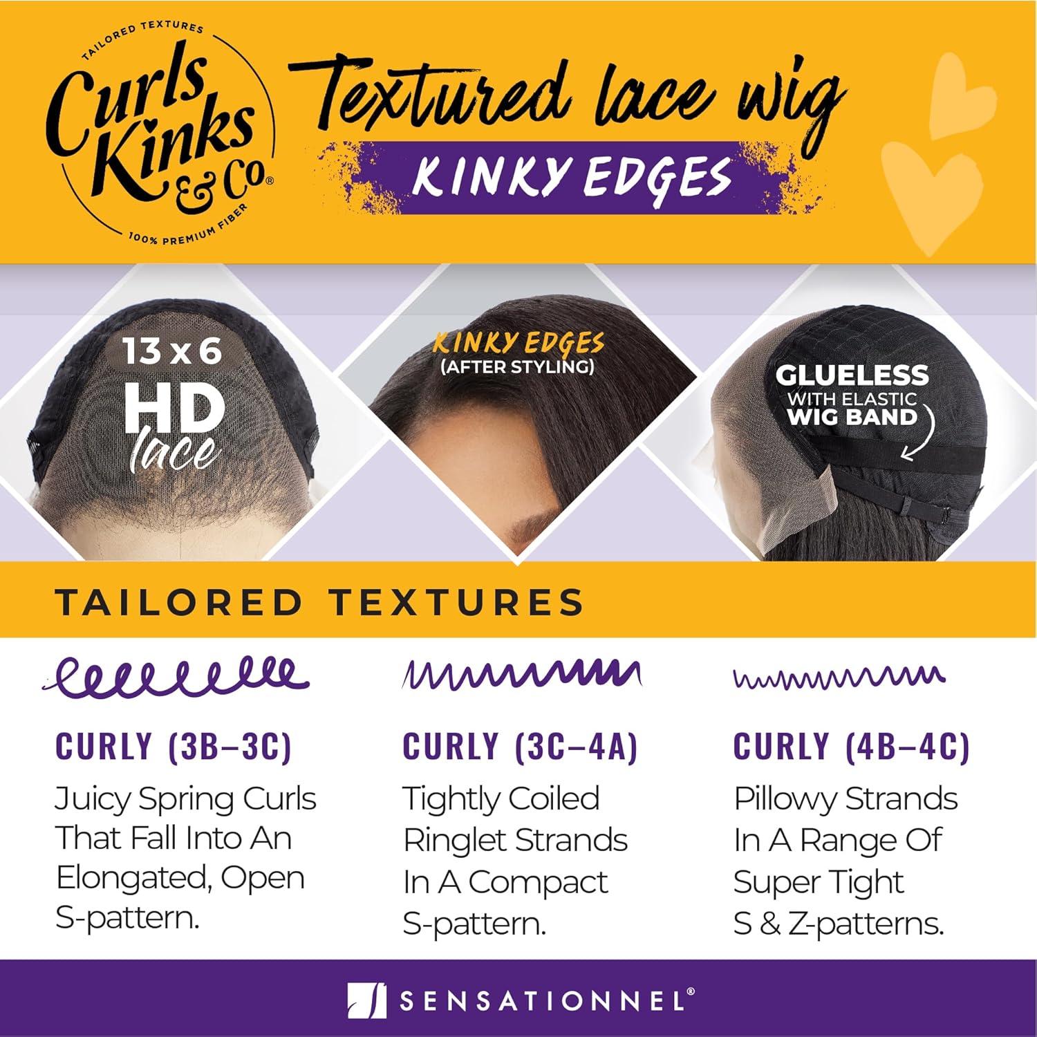 imageSensationnel Curls Kinksandco Kinkyedges Wig Kinky Bob 14 Inch 13X6 Lace Frontal Natural Kinkytexture Edged Hairline for Natural 3C to 4C Hair Textures 1 JETBLACKBALAYAGEMOCHA