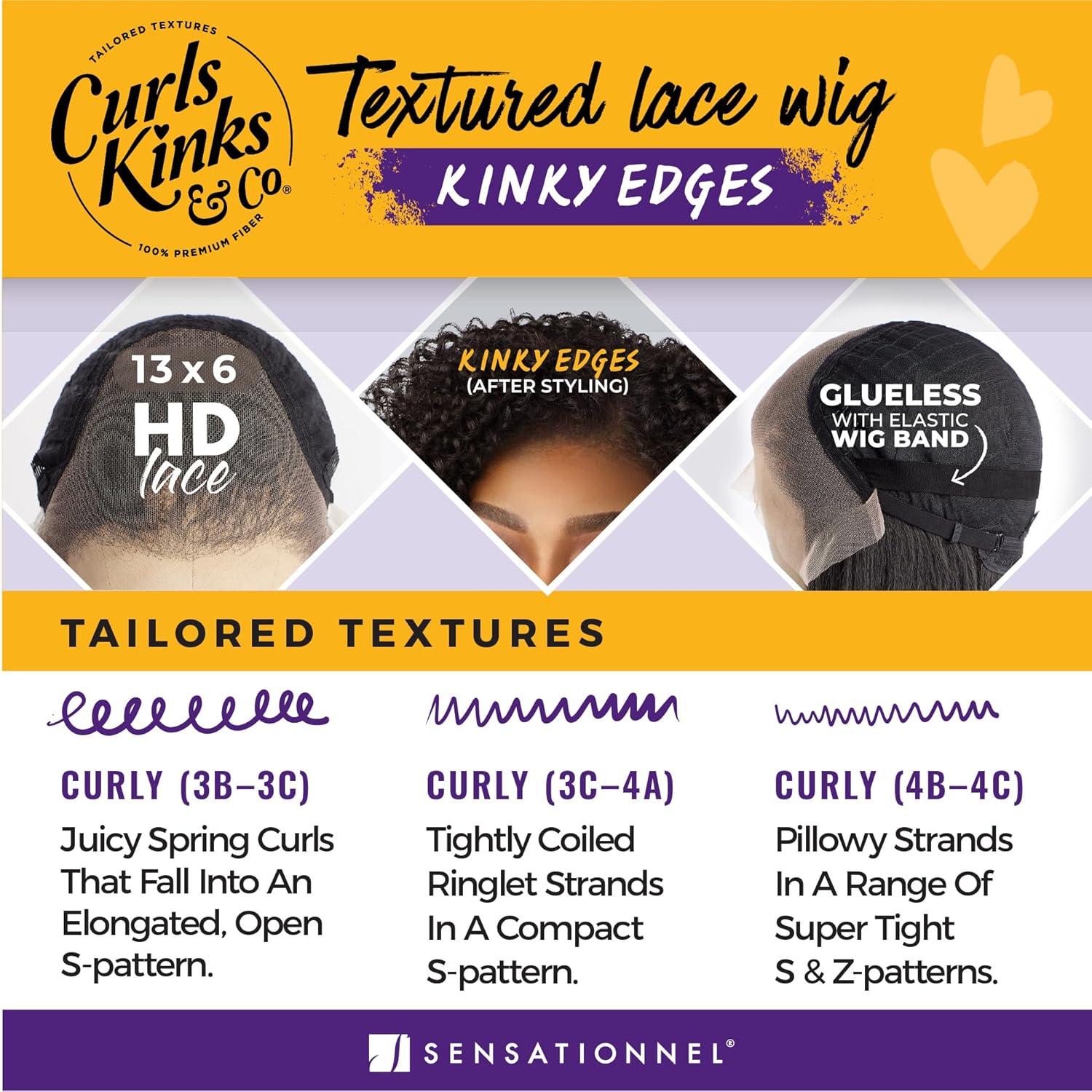 imageSensationnel Curls Kinksandco Kinkyedges Wig Kinky Coily 16 Inch 13X6 Lace Frontal Natural Kinkytexture Edged Hairline for Natural 3C to 4C Hair Textures 1 JETBLACKTH2COPPER