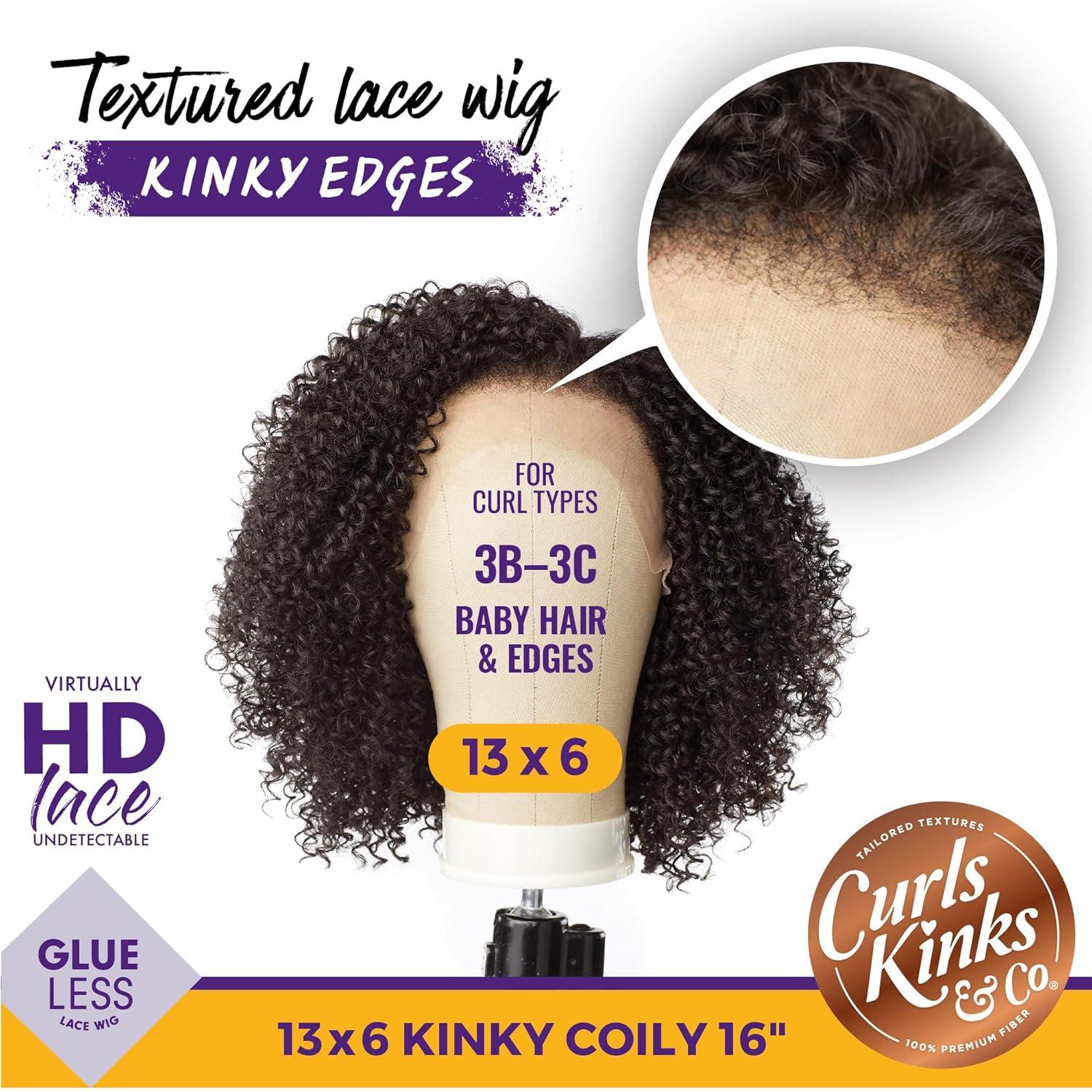 imageSensationnel Curls Kinksandco Kinkyedges Wig Kinky Coily 16 Inch 13X6 Lace Frontal Natural Kinkytexture Edged Hairline for Natural 3C to 4C Hair Textures 1 JETBLACK2 DARKBROWN