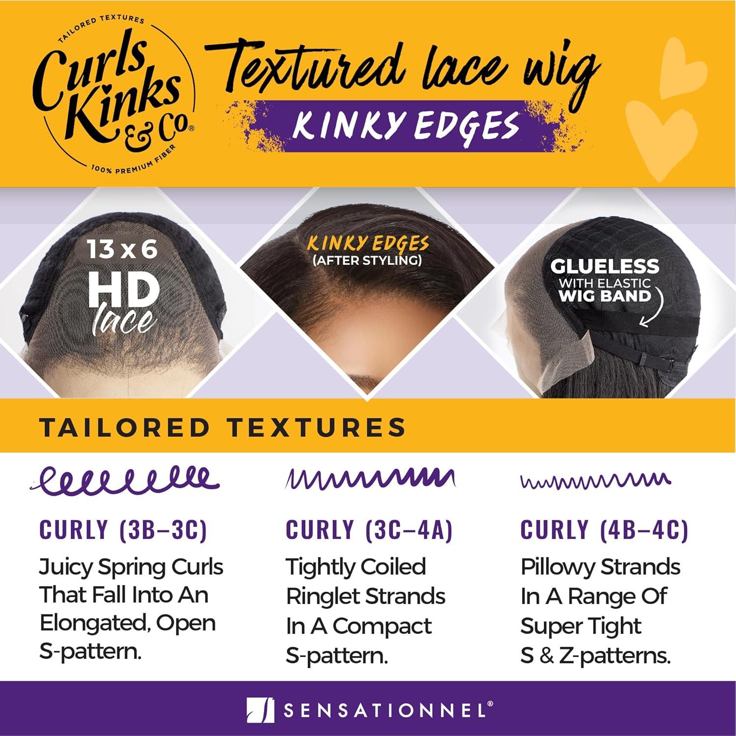 imageSensationnel Curls Kinksandco Kinkyedges Wig Kinky Layered Blow Out 14 Inch 13X6 Lace Frontal Natural Kinkytexture Edged Hairline for Natural 3C to 4C Hair Textures 1 JETBLACK1 JETBLACK