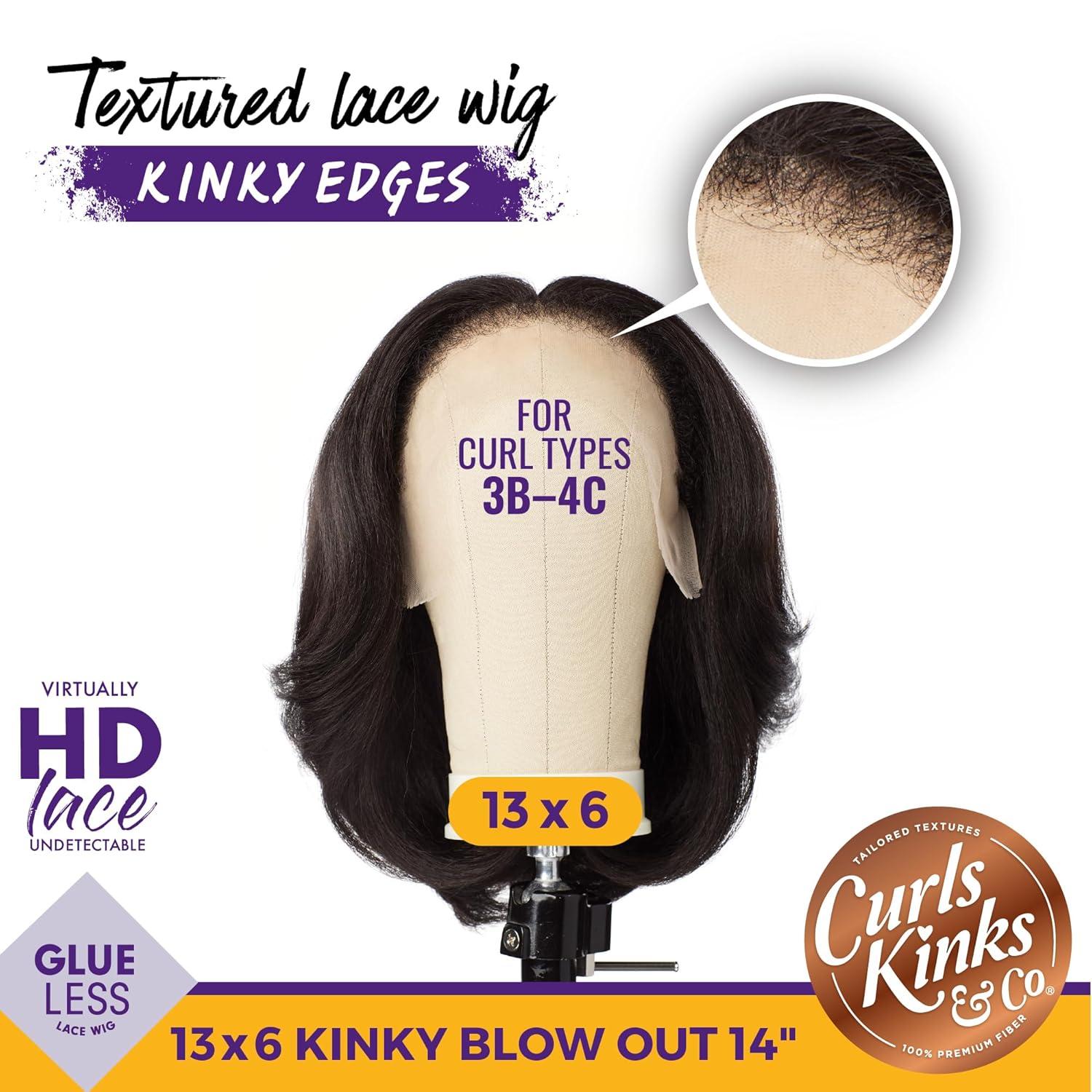 imageSensationnel Curls Kinksandco Kinkyedges Wig Kinky Layered Blow Out 14 Inch 13X6 Lace Frontal Natural Kinkytexture Edged Hairline for Natural 3C to 4C Hair Textures 1 JETBLACK1B OFFBLACK