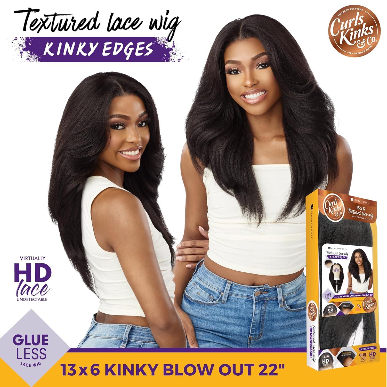 imageSensationnel Curls Kinksandco Kinkyedges Wig Kinky Layered Blow Out 22 Inch 13X6 Lace Frontal Natural Kinkytexture Edged Hairline for Natural 3C to 4C Hair Textures 1 JETBLACKSHGINGER