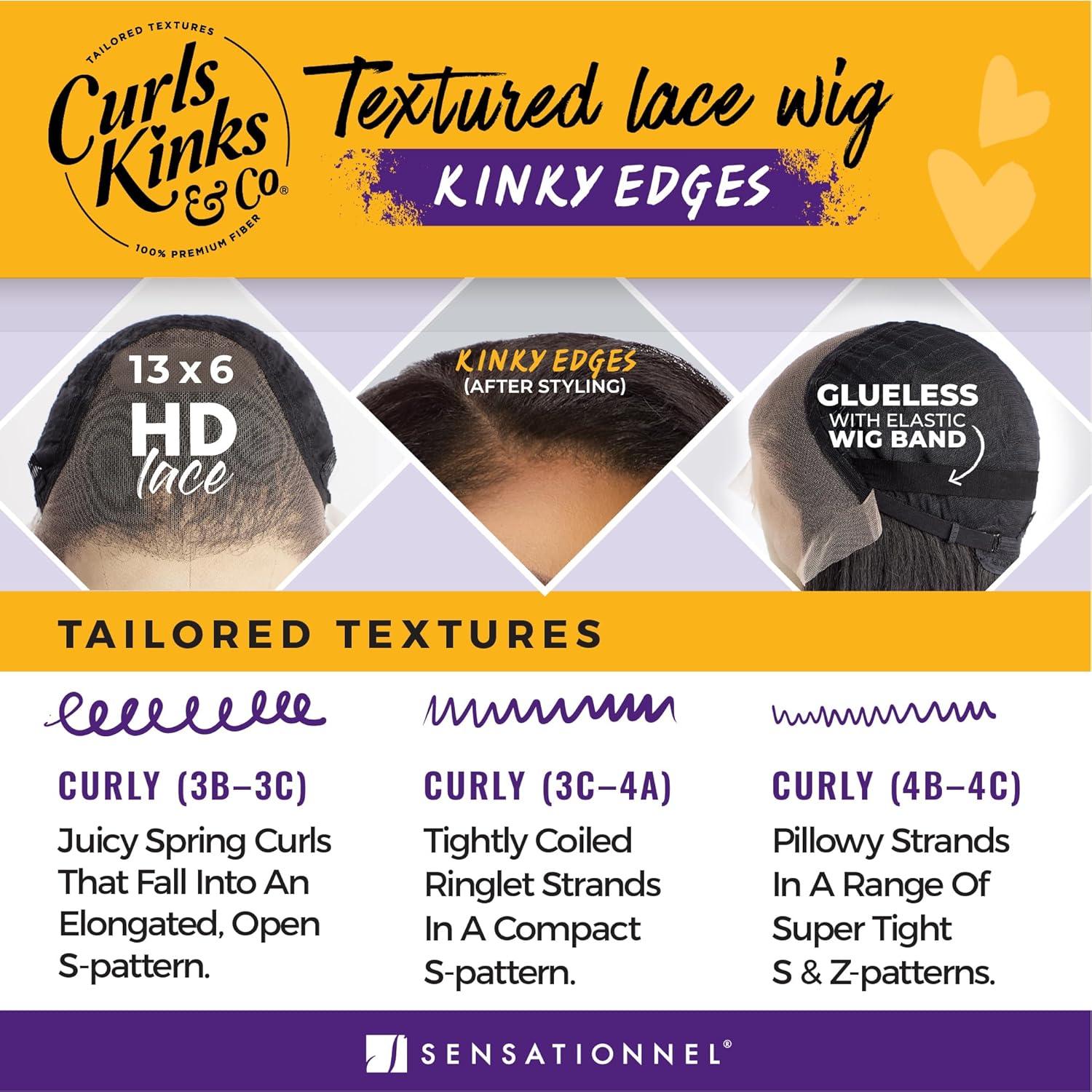 imageSensationnel Curls Kinksandco Kinkyedges Wig Kinky Layered Blow Out 22 Inch 13X6 Lace Frontal Natural Kinkytexture Edged Hairline for Natural 3C to 4C Hair Textures 1 JETBLACKSHGOLDENWALNUT