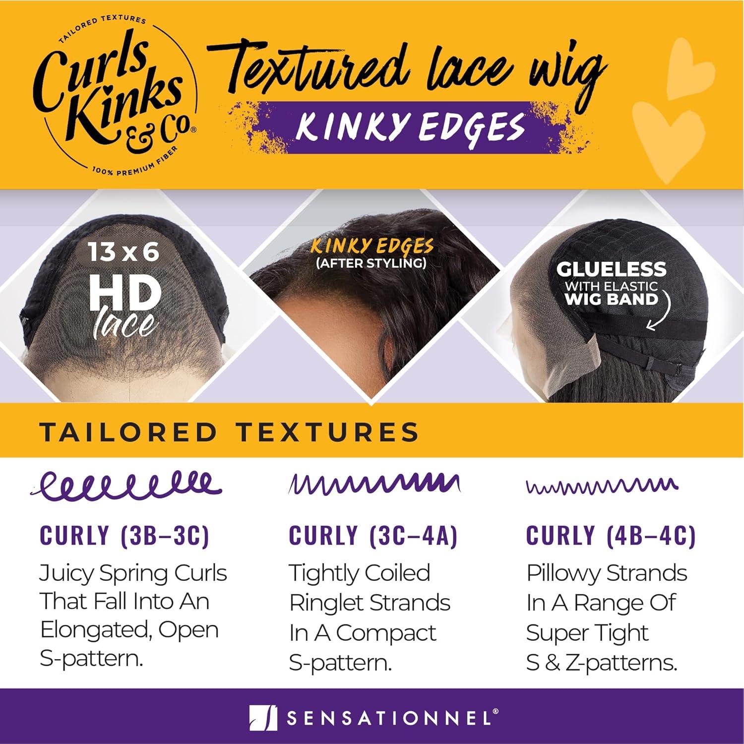 imageSensationnel Curls Kinksandco Kinkyedges Wig Kinky Natural Wave 14 Inch 13X6 Lace Frontal Kinkytexture Edged Hairline for Natural 3C to 4C Hair Textures 1 JETBLACKTH2COPPER