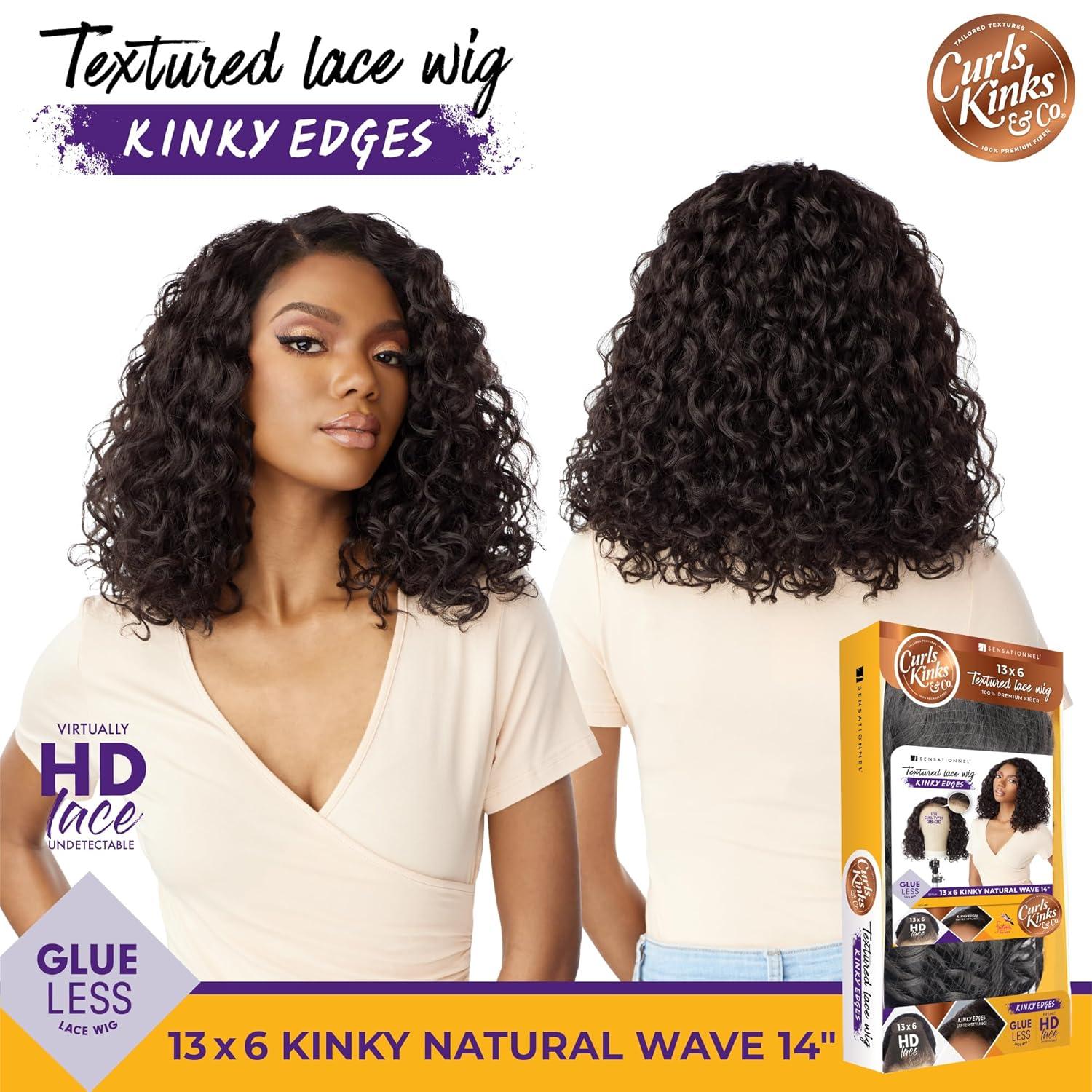 imageSensationnel Curls Kinksandco Kinkyedges Wig Kinky Natural Wave 14 Inch 13X6 Lace Frontal Kinkytexture Edged Hairline for Natural 3C to 4C Hair Textures 1 JETBLACKTH2COPPER