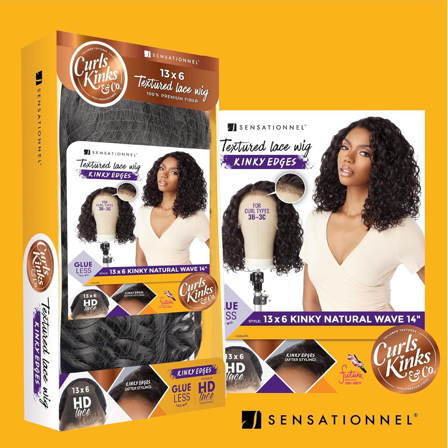 imageSensationnel Curls Kinksandco Kinkyedges Wig Kinky Natural Wave 14 Inch 13X6 Lace Frontal Kinkytexture Edged Hairline for Natural 3C to 4C Hair Textures 1 JETBLACKTH2COPPER