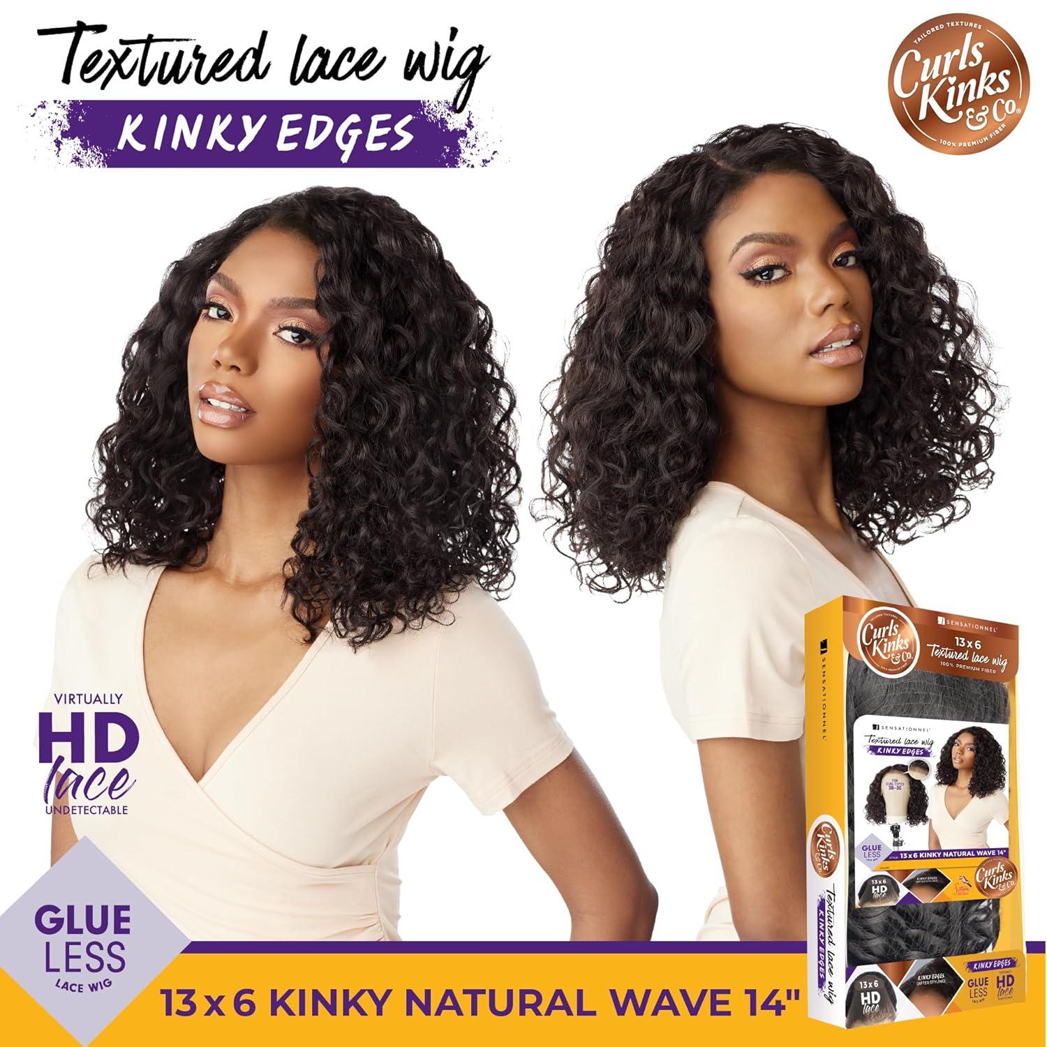 imageSensationnel Curls Kinksandco Kinkyedges Wig Kinky Natural Wave 14 Inch 13X6 Lace Frontal Kinkytexture Edged Hairline for Natural 3C to 4C Hair Textures 1 JETBLACKTH2COPPER
