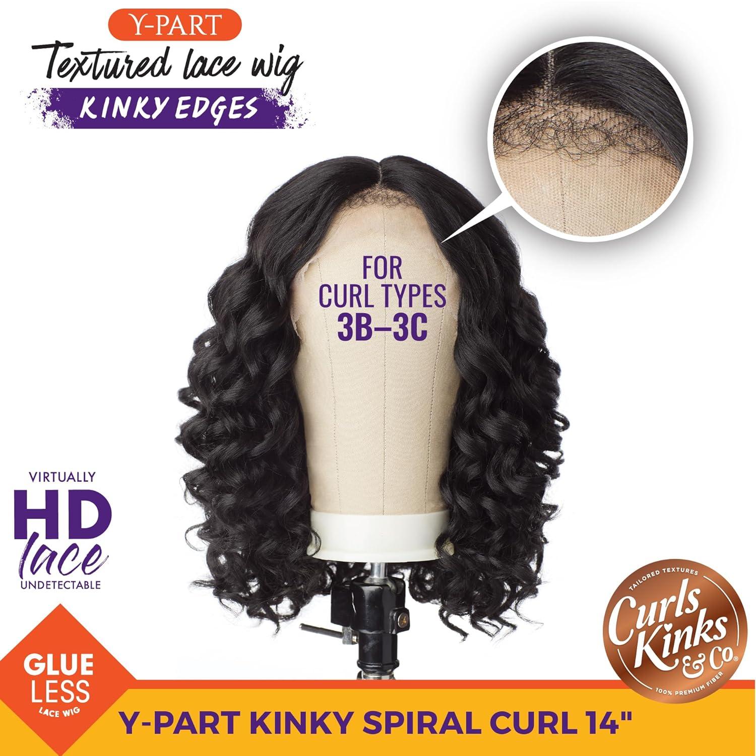 imageSensationnel Curls Kinksandco Kinkyedges Wig Kinky Spiral Curl 14 Inch Y Part Lace Natural Kinkytexture Edged Hairline for Natural 3C to 4C Hair Textures 1 JETBLACKHL3451