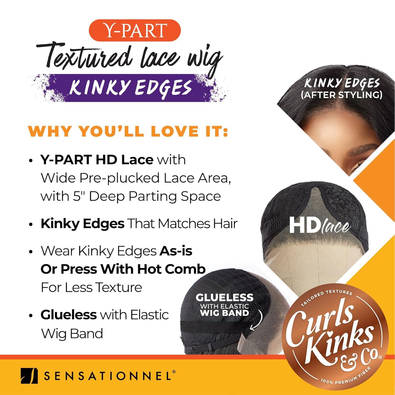imageSensationnel Curls Kinksandco Kinkyedges Wig Kinky Spiral Curl 14 Inch Y Part Lace Natural Kinkytexture Edged Hairline for Natural 3C to 4C Hair Textures 1 JETBLACKBALAYAGECOPPER