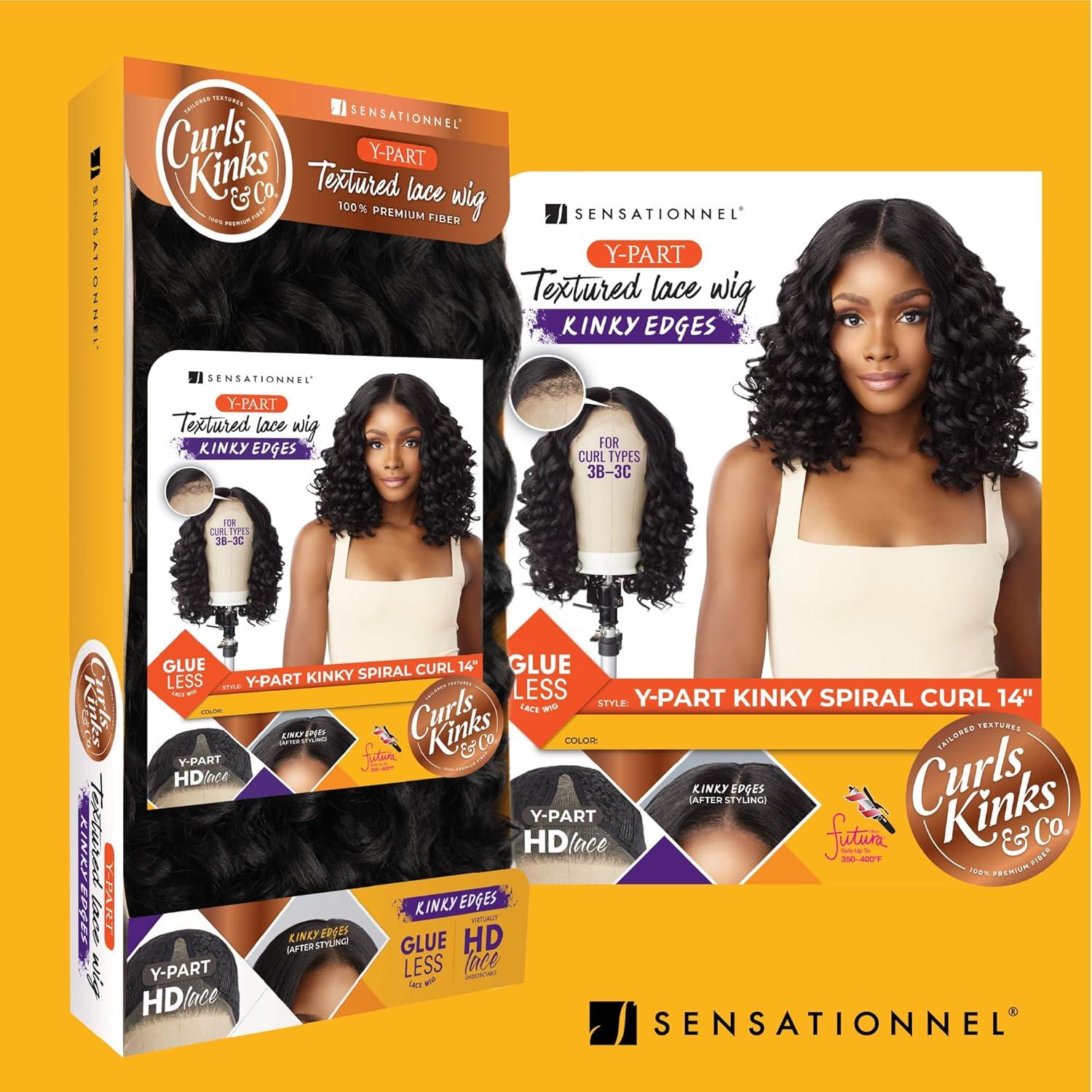 imageSensationnel Curls Kinksandco Kinkyedges Wig Kinky Spiral Curl 14 Inch Y Part Lace Natural Kinkytexture Edged Hairline for Natural 3C to 4C Hair Textures 1 JETBLACK2 DARKBROWN