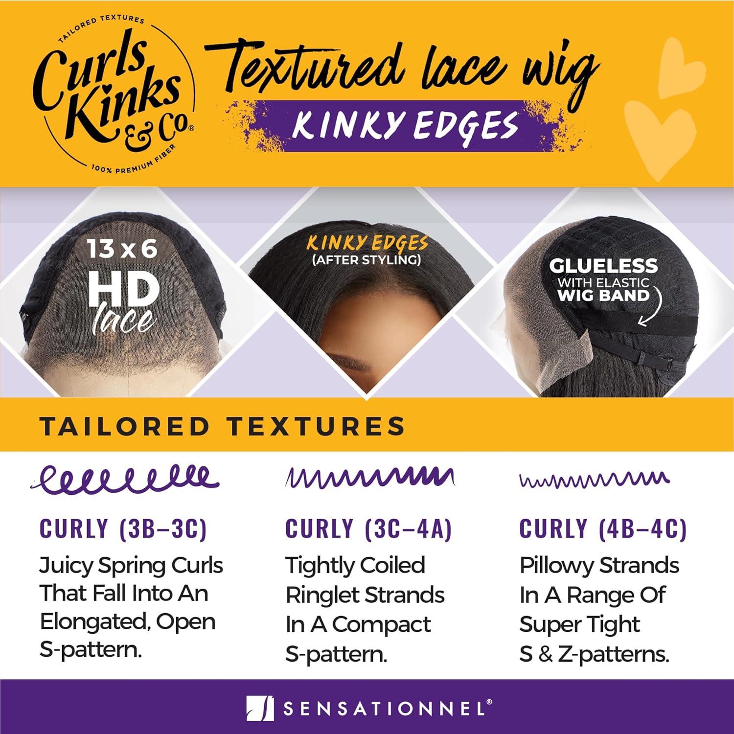 imageSensationnel Curls Kinksandco Kinkyedges Wig Kinky Straight 24 Inch 13X6 Lace Frontal Natural Kinkytexture Edged Hairline for Natural 3C to 4C Hair Textures 1 JETBLACKBALAYAGEMOCHA