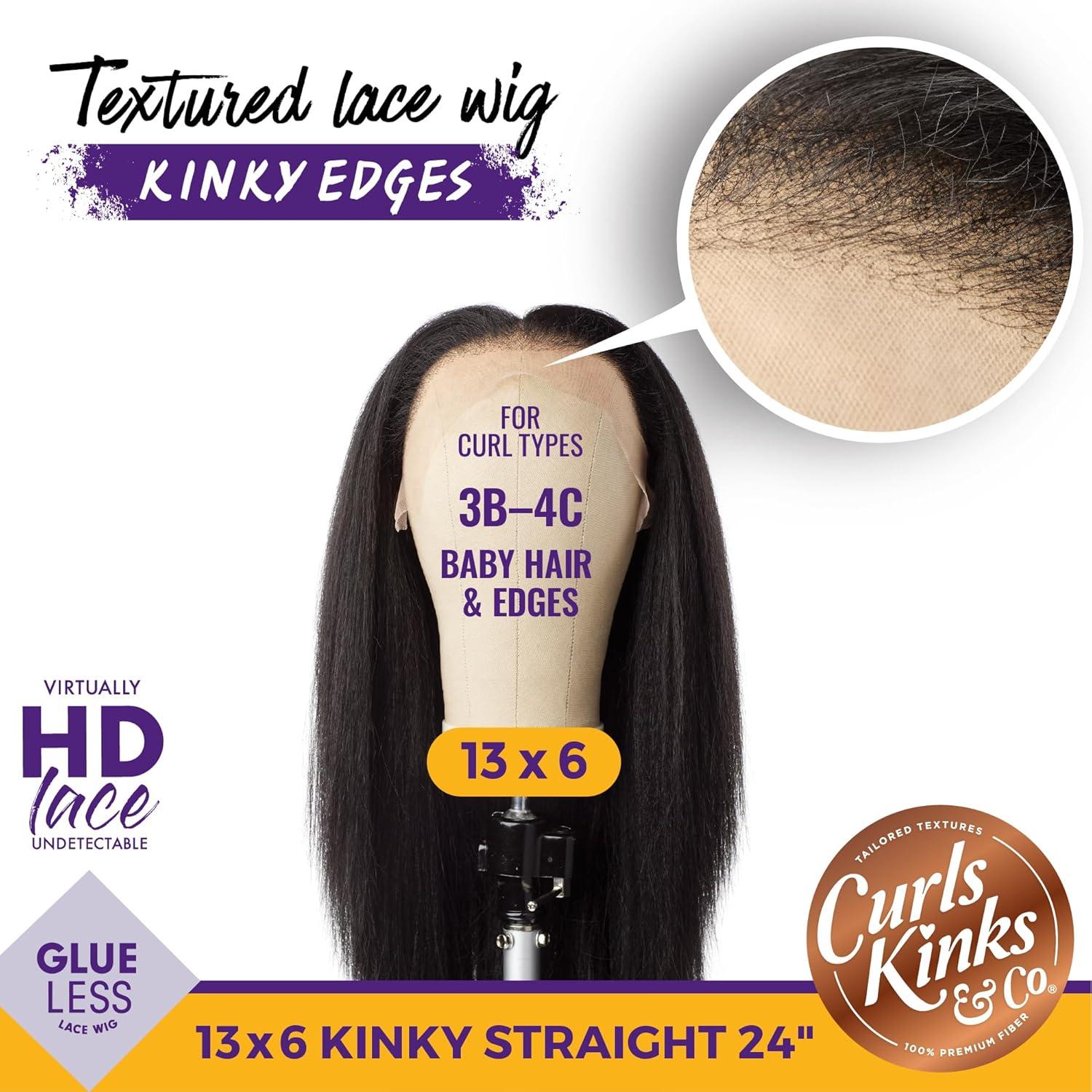 imageSensationnel Curls Kinksandco Kinkyedges Wig Kinky Straight 24 Inch 13X6 Lace Frontal Natural Kinkytexture Edged Hairline for Natural 3C to 4C Hair Textures 1 JETBLACKBALAYAGEGOLD