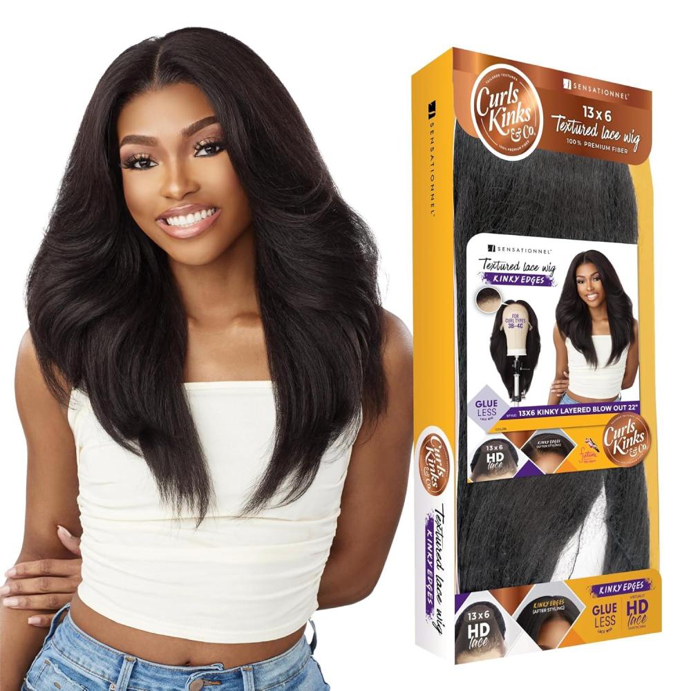 imageSensationnel Curls Kinksandco Kinkyedges Wig Kinky Layered Blow Out 22 Inch 13X6 Lace Frontal Natural Kinkytexture Edged Hairline for Natural 3C to 4C Hair Textures 1 JETBLACKSHCHESTNUT