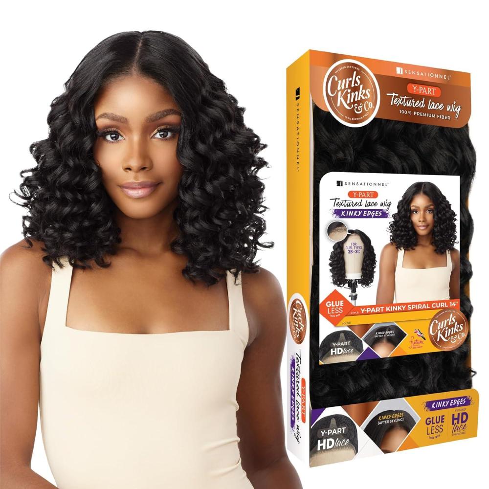 imageSensationnel Curls Kinksandco Kinkyedges Wig Kinky Spiral Curl 14 Inch Y Part Lace Natural Kinkytexture Edged Hairline for Natural 3C to 4C Hair Textures 1 JETBLACKBALAYAGEMOCHA