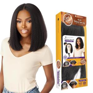 Sensationnel Curls Kinksandco Kinkyedges Wig – Kinky Bob 14 Inch 13X6 Lace Frontal Natural Kinkytexture Edged Hairline for Natural 3C to 4C Hair Textures (1 JETBLACK)(BALAYAGEMOCHA)