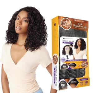 Sensationnel Curls Kinksandco Kinkyedges Wig – Kinky Natural Wave 14 Inch 13X6 Lace Frontal Kinkytexture Edged Hairline for Natural 3C to 4C Hair Textures (1 JETBLACK)(2 DARKBROWN)