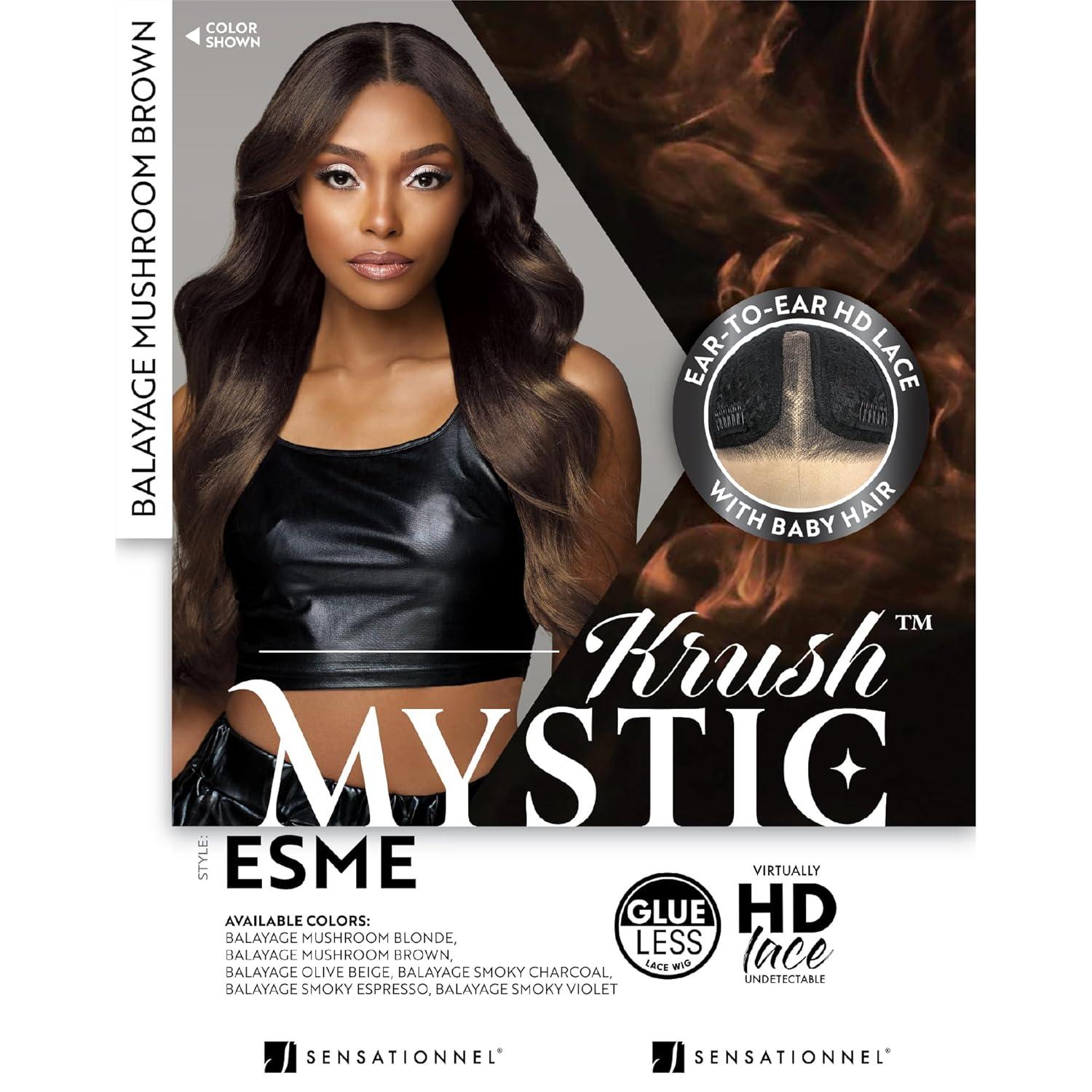 imageSensationnel Shearmuse Mystic Krush Lace Wig Esme Glueless Synthetic Preplucked Hairline Deep Laceparting Hand Tied BALAYAGEMUSHROOMBLONDEBALAYAGEMUSHROOMBROWN