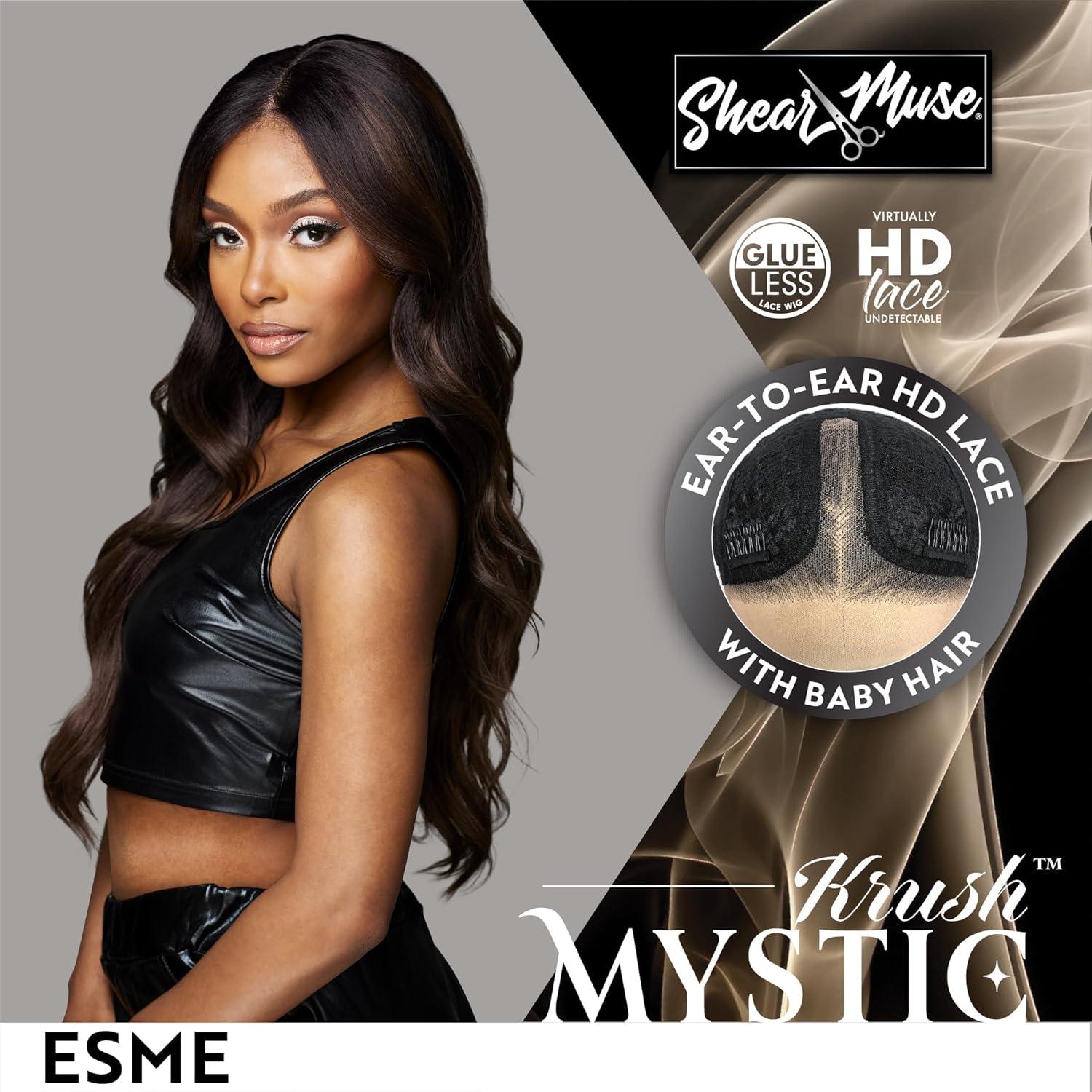 imageSensationnel Shearmuse Mystic Krush Lace Wig Esme Glueless Synthetic Preplucked Hairline Deep Laceparting Hand Tied BALAYAGEMUSHROOMBLONDEBALAYAGEMUSHROOMBROWN