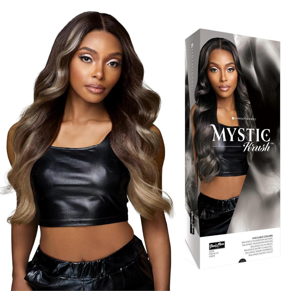 imageSensationnel Shearmuse Mystic Krush Lace Wig Esme Glueless Synthetic Preplucked Hairline Deep Laceparting Hand Tied BALAYAGEMUSHROOMBLONDEBALAYAGEMUSHROOMBLONDE