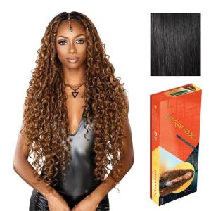 Sensationnel Strand X Full Braided Lacewig – Unit 4 Hand Tied Boho Braid Style Kanekalon HD Glueless Wig (1 JETBLACK)(1 JETBLACK)