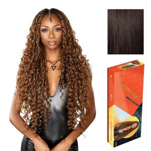 Sensationnel Strand X Full Braided Lacewig – Unit 4 Hand Tied Boho Braid Style Kanekalon HD Glueless Wig (1 JETBLACK)(2 DARKBROWN)
