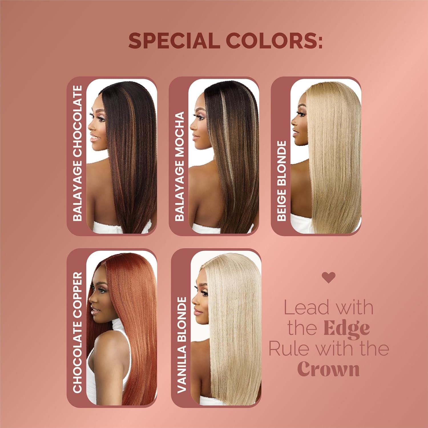 imageSensationnel Crowned Edge Widows Peak Lacewig Straight 28 Inch Glueless 13x5 HD Lace Frontal Synthetic Wig with Preplucked Preshaped Hairline 1 JETBLACKBEIGEBLONDE