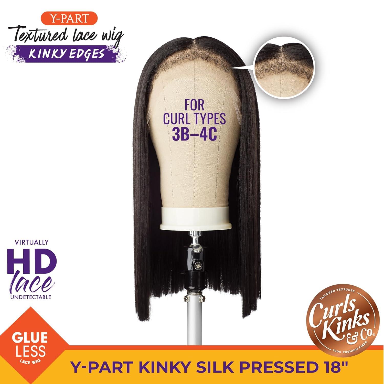 imageSensationnel Curls Kinksandco Kinkyedges Wig Kinky Silk Pressed 18 Inch Y Part Lace Natural Kinkytexture Edged Hairline for Natural 3C to 4C Hair Textures 1 JETBLACK1B OFFBLACK
