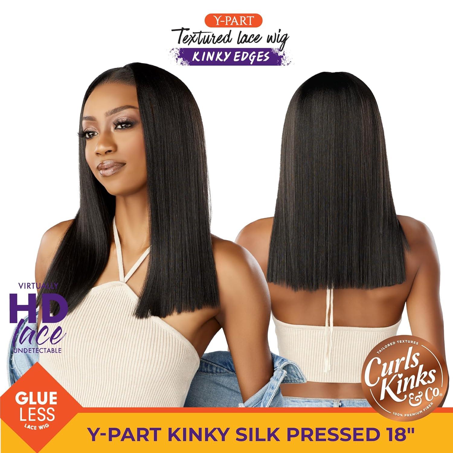 imageSensationnel Curls Kinksandco Kinkyedges Wig Kinky Silk Pressed 18 Inch Y Part Lace Natural Kinkytexture Edged Hairline for Natural 3C to 4C Hair Textures 1 JETBLACK1B OFFBLACK