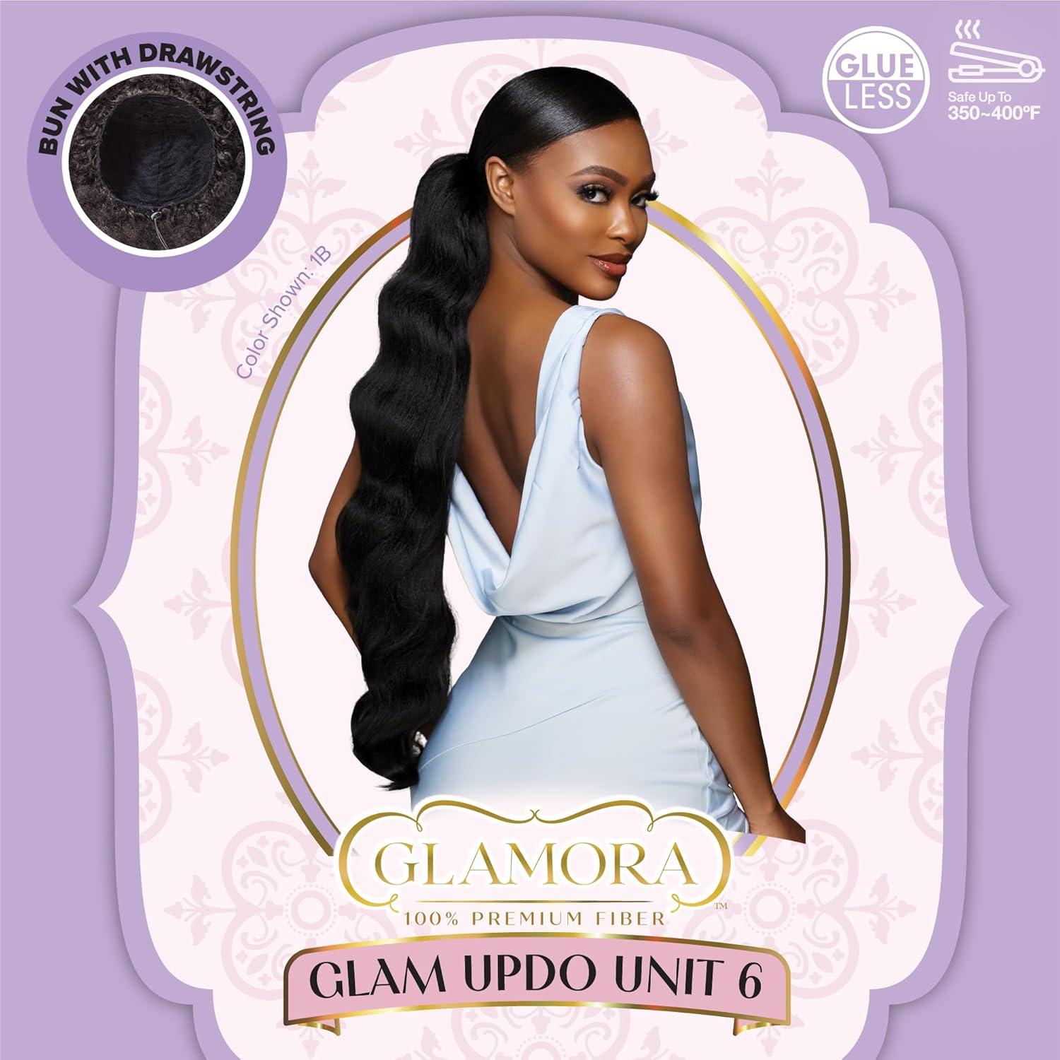 imageSensationnel Glamora Glam Updo Hairextension Unit 6 Ready to Wear Synthetic with Adjustable Drawstring Cap 1 JETBLACK2 DARKBROWN