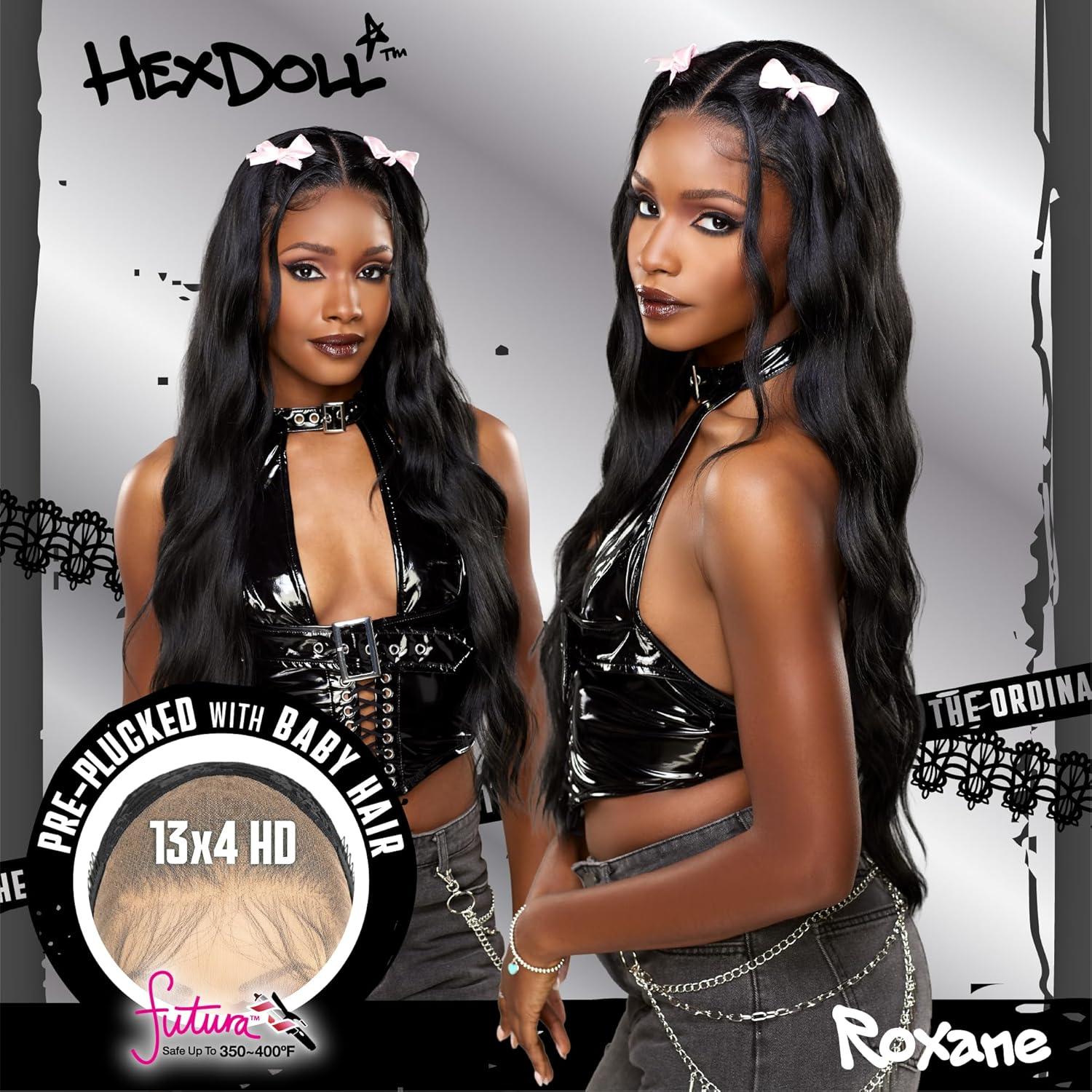 imageSensationnel HexDoll 13X4 Lace Wig Roxane Lacefrontal Glueless Synthetic with Natural Density Preplucked Hairline 1 JETBLACK1 JETBLACK