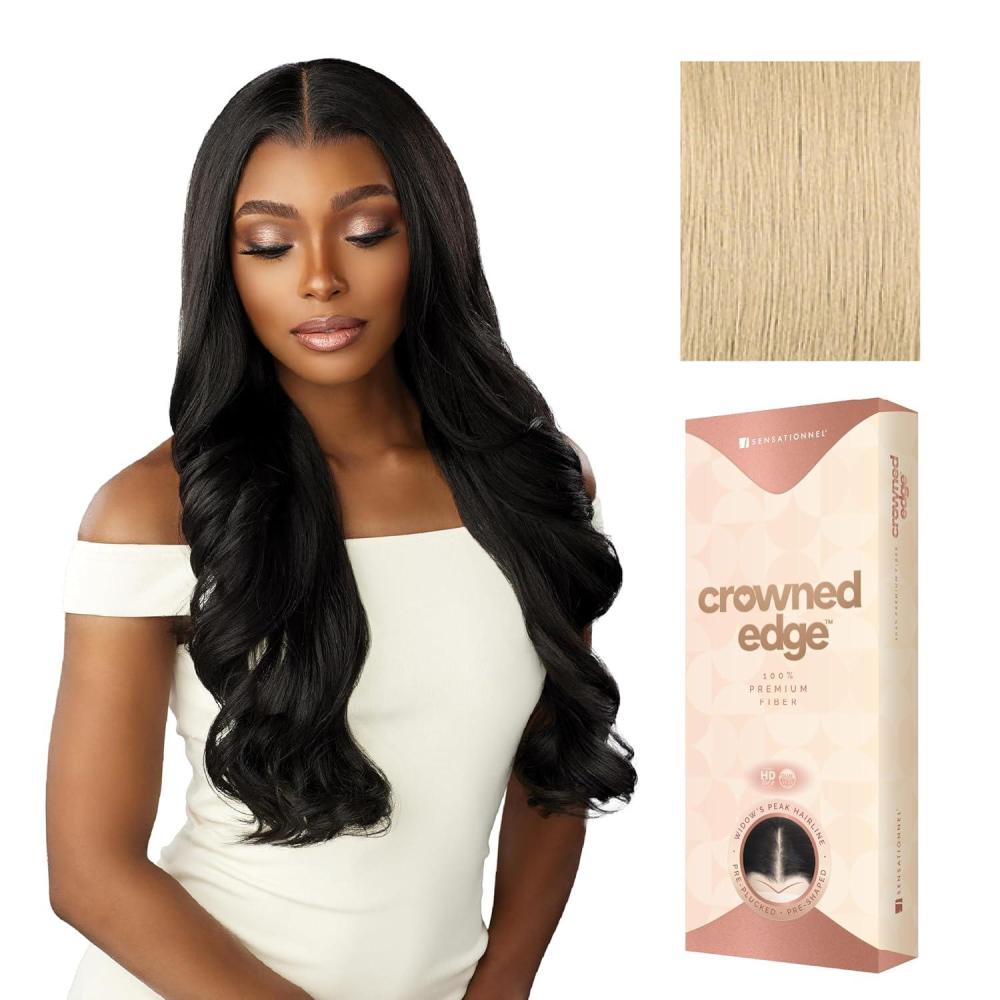 imageSensationnel Crowned Edge Widows Peak Lacewig Wavy 26 Inch Glueless 13x5 HD Lace Frontal Synthetic Wig with Preplucked Preshaped Hairline 1 JETBLACKBEIGEBLONDE