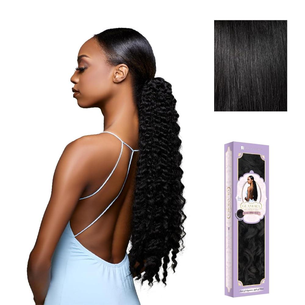 imageSensationnel Glamora Glam Updo Hairextension Unit 7 Ready to Wear Synthetic with Adjustable Drawstring Cap 1 JETBLACK1 JETBLACK