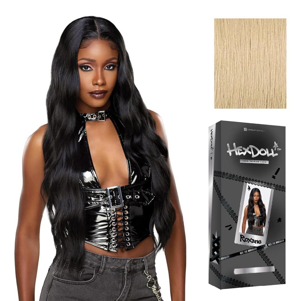 imageSensationnel HexDoll 13X4 Lace Wig Roxane Lacefrontal Glueless Synthetic with Natural Density Preplucked Hairline 1 JETBLACKBEIGEBLONDE