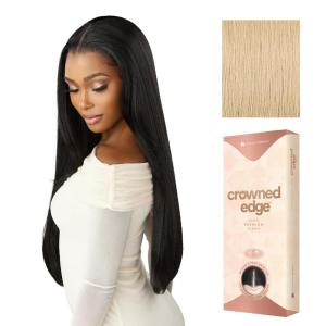 Sensationnel Crowned Edge Widow’s Peak Lacewig – Straight 28 Inch Glueless 13×5 HD Lace Frontal Synthetic Wig with Preplucked Preshaped Hairline (1 JETBLACK)(BEIGEBLONDE)