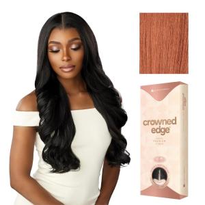 Sensationnel Crowned Edge Widow’s Peak Lacewig – Wavy 26 Inch Glueless 13×5 HD Lace Frontal Synthetic Wig with Preplucked Preshaped Hairline (1 JETBLACK)(CHOCOLATECOPPER)