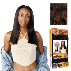 Sensationnel Curls Kinksandco Kinkyedges Wig – Kinky Silk Pressed 18 Inch Y Part Lace Natural Kinkytexture Edged Hairline for Natural 3C to 4C Hair Textures (1 JETBLACK)(F1B/30)