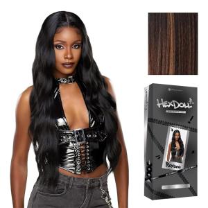 Sensationnel HexDoll 13X4 Lace Wig – Roxane Lacefrontal Glueless Synthetic with Natural Density Preplucked Hairline (1 JETBLACK)(BALAYAGECHOCOLATE)