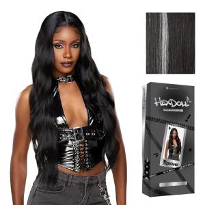 Sensationnel HexDoll 13X4 Lace Wig – Roxane Lacefrontal Glueless Synthetic with Natural Density Preplucked Hairline (1 JETBLACK)(BALAYAGEPLATINUM)